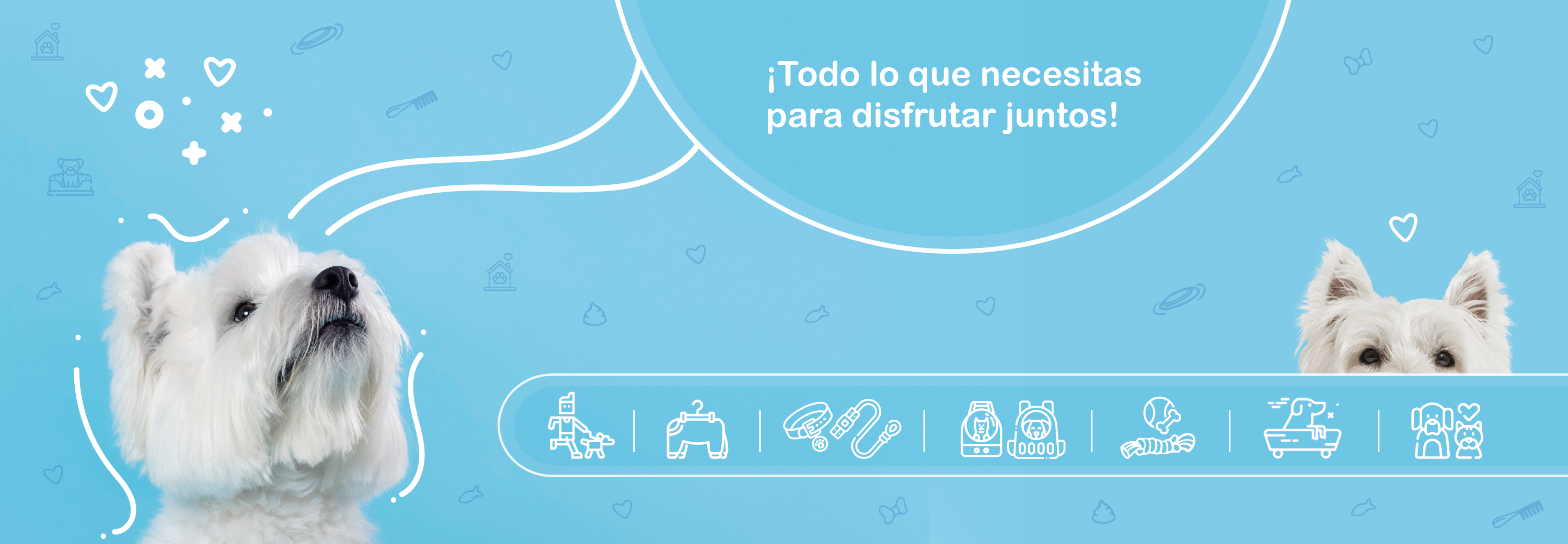Tienda de mascotas, mochilas, ropa, collares, arnés, juguetes